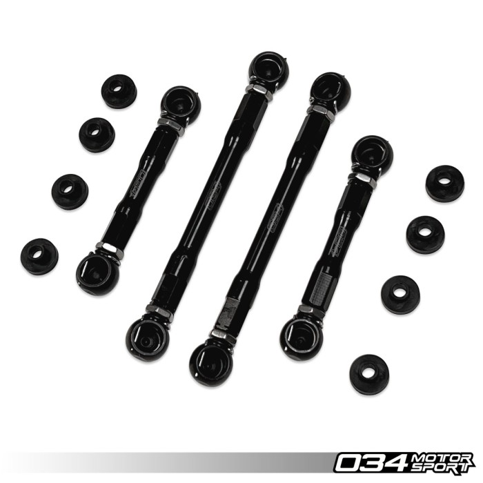 034Motorsport Billet Aluminum Adjustable Lowering Link Kit, Audi B9/B9.5 SQ5, C8 A6/S6/RS6, C8 A7/S7/RS7, 4M Audi Q7/SQ7, 4M8 Q8/SQ8/RSQ8, E-Tron SUV, w/ Air Suspension