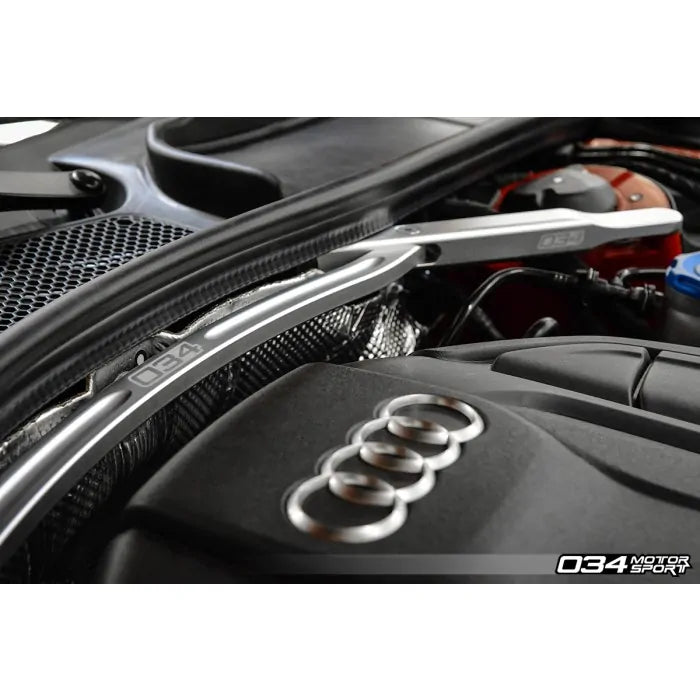 034 Motorsport Front Strut Brace, B9/B9.5 Audi A4/S4, A5/S5/RS5, Allroad, Billet Aluminum