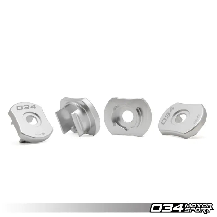 034 Motorsport Billet Aluminum MQB Rear Subframe Mount Inserts, 8V/8V.5 Audi A3/S3/RS3 Quattro, MkIII Audi TT/TTS/TTRS Quattro, & MkVII Volkswagen Golf R