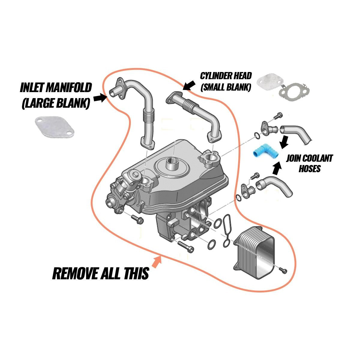 Darkside VW Transporter 2.0 Bi TDI CFCA EGR & EGR Cooler Delete / Removal Kit