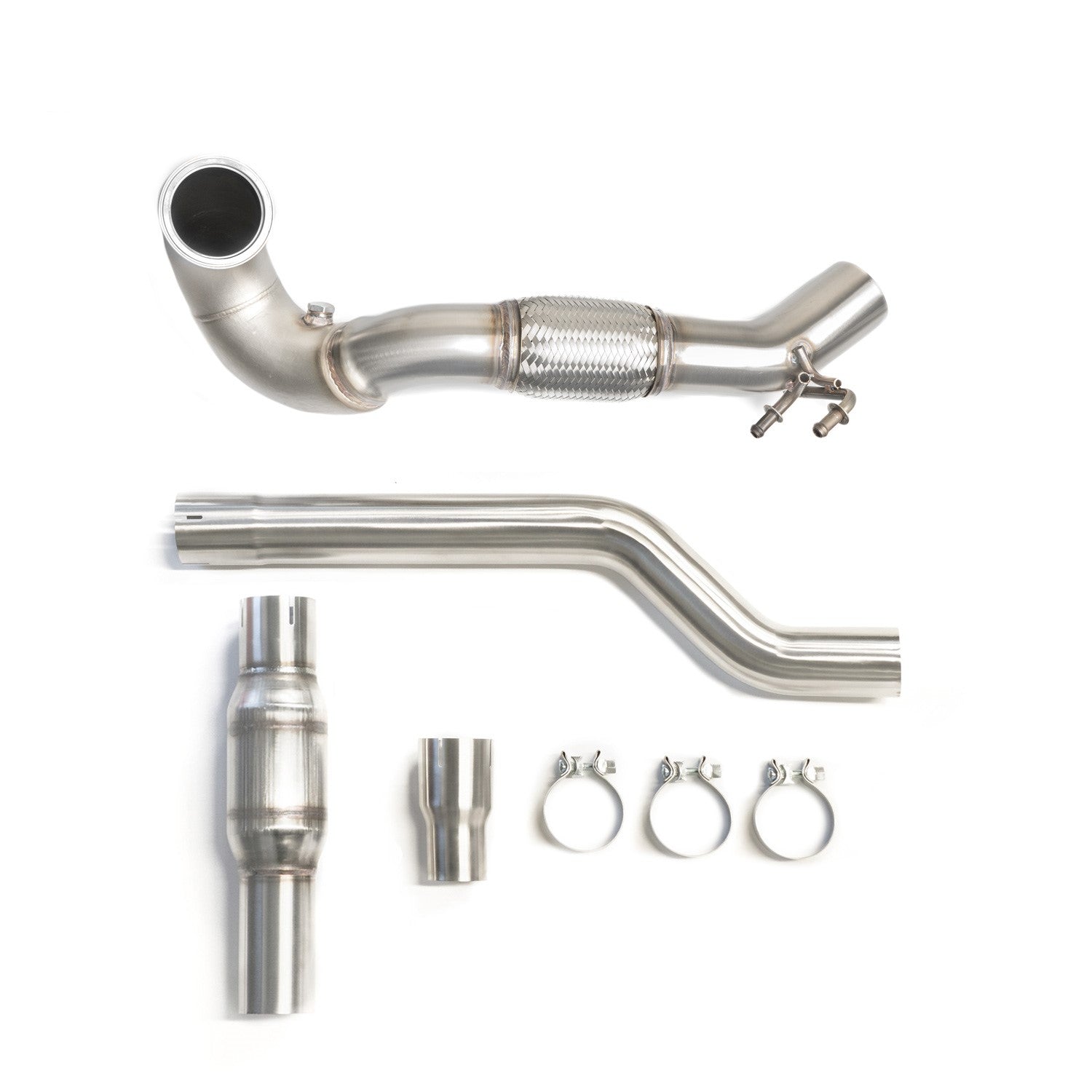 CTS TURBO MQB AWD EXHAUST DOWNPIPE WITH HIGH FLOW CAT (MK7/MK7.5 GOLF AWD, GOLF R, A3/S3/TT/TT-S QUATTRO)