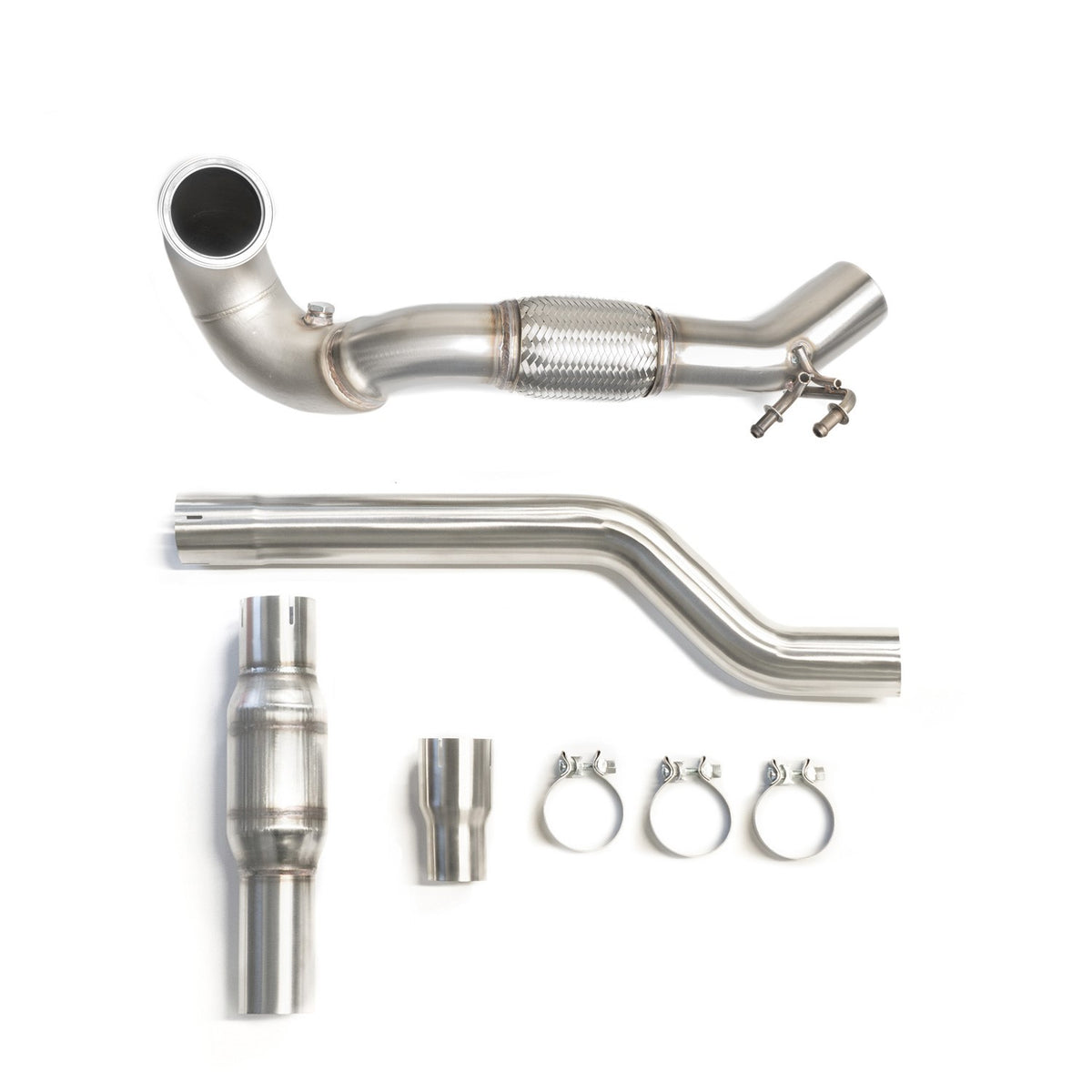 CTS TURBO MQB AWD EXHAUST DOWNPIPE WITH HIGH FLOW CAT (MK7/MK7.5 GOLF AWD, GOLF R, A3/S3/TT/TT-S QUATTRO)